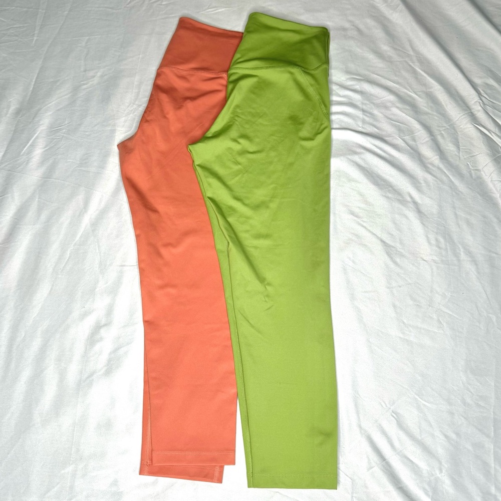 Girlfriend Collective Leggings Womens Size Large Lot Of 2 Pink and Green Workout